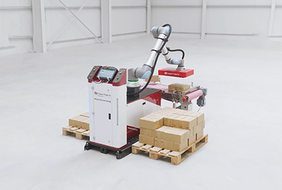 Mit dem Cobot Palettierer flexibilisieren wir bei mR MOBILE ROBOTS / DAHL Robotics Ihre Produktionslogistik.